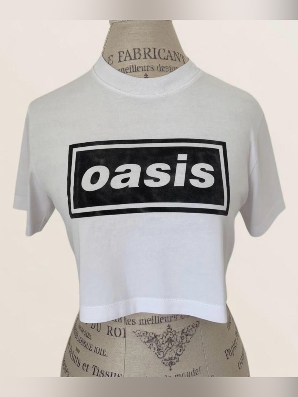 Oasis Black & White Logo Crop Top